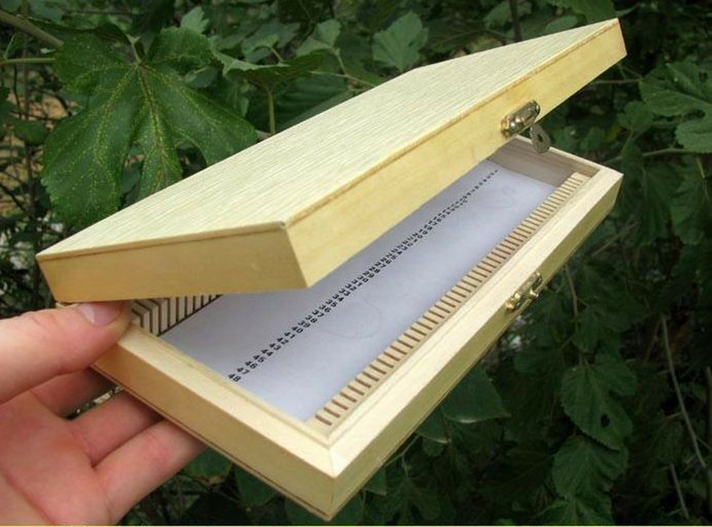 Wooden Microscope Slide Box Rectangle Hold Cabinet Slides Holder Case Storage