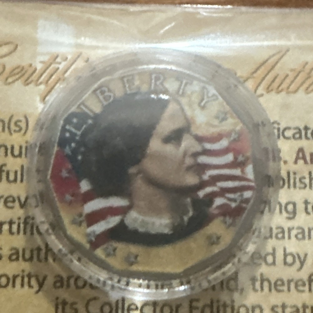 BU Colorized Susan B Anthony Dollar-both sides colorized