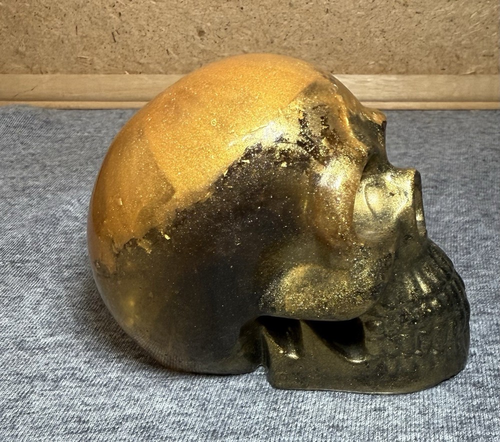 Decorative Gold Skull Figurine. Hard Plastic