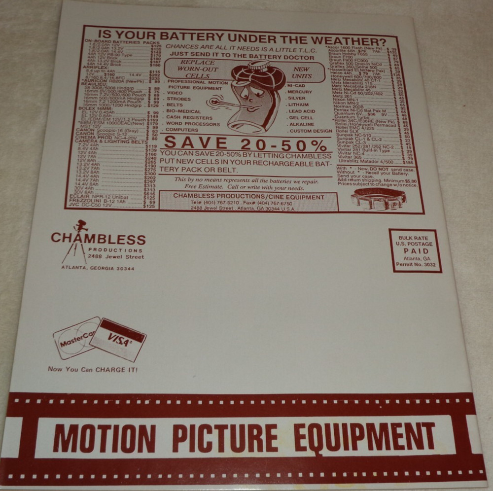 Chambless Motion Picture Film Processing Equipment Original Catalog