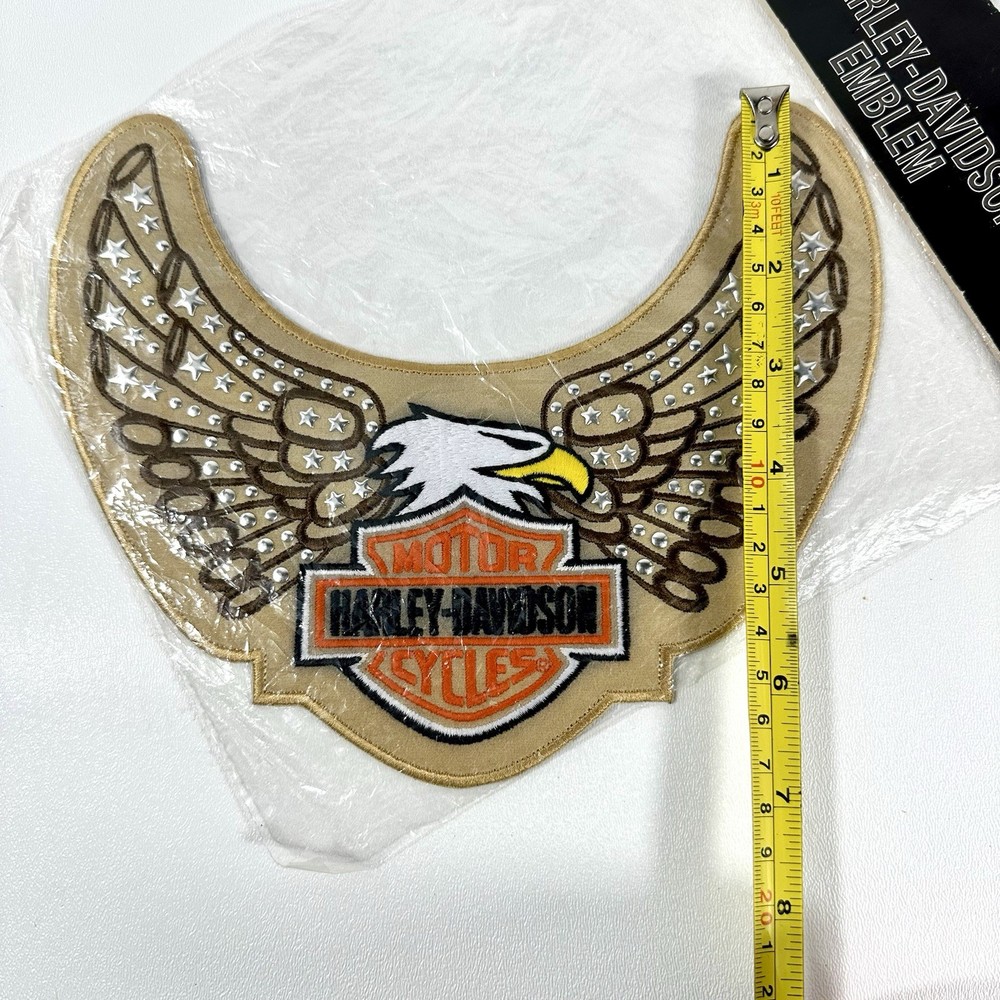 Harley-Davidson Studded Eagle Wings Patch Large Embroidered Emblem Silver Studs