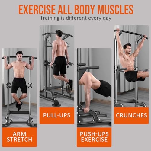 Power Tower Pull Up & Dip Station Multi-Function Home Strength Training Black