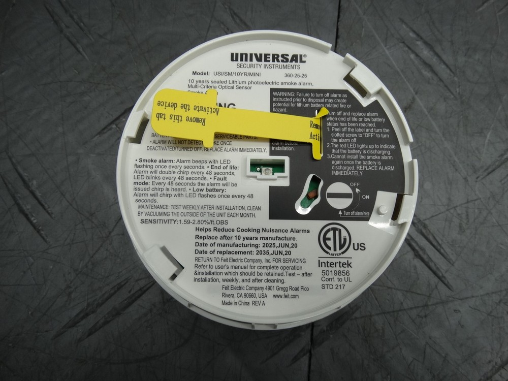 Universal Security Instruments 10-Yrs Battery Powered Mini Smoke & Fire Detector
