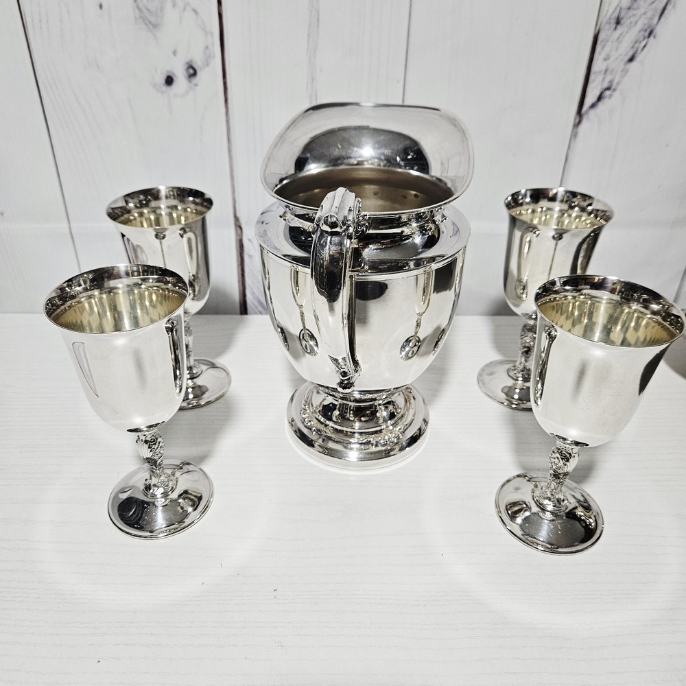 Silver Plate Goblets and Pitcher 5 pises
