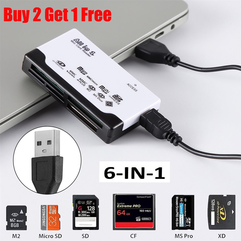 Card Reader USB 2.0 Type C Micro SD TF CF Smart Memory Adapter Laptop Computer