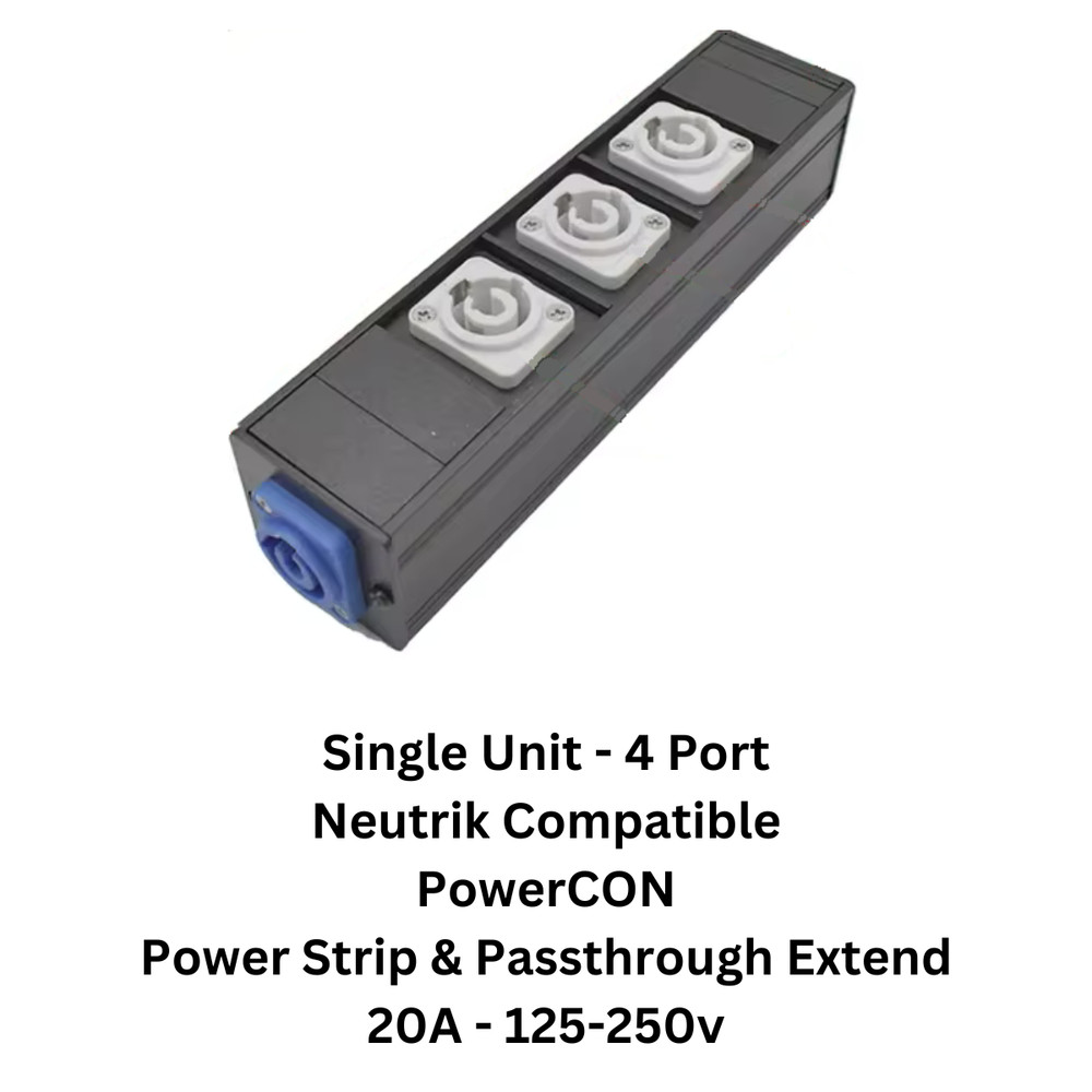Neutrik Compatible PowerCon Power Strip Distro Quad Box Breakout Split Extension
