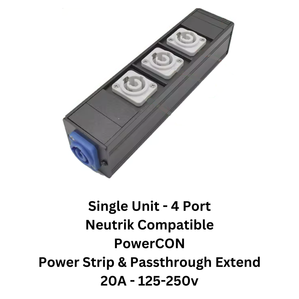 Neutrik Compatible PowerCon Power Strip Distro Quad Box Breakout Split Extension