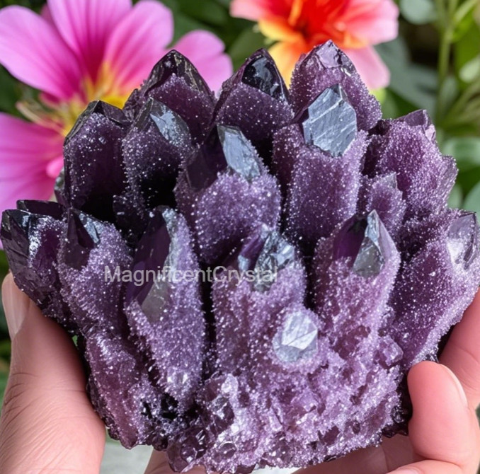 300G+Rare Dark Purple Quartz Cluster Raw Rock Amethyst Geode Home Reiki Decor