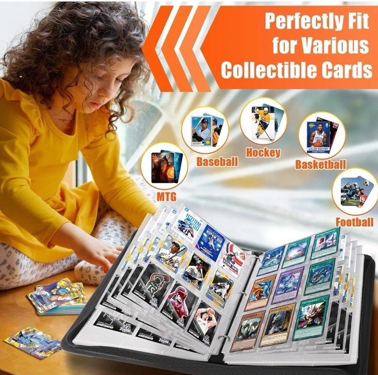 Baseball Card Binder with 900 Side Loading Pockets, Card Binder Album