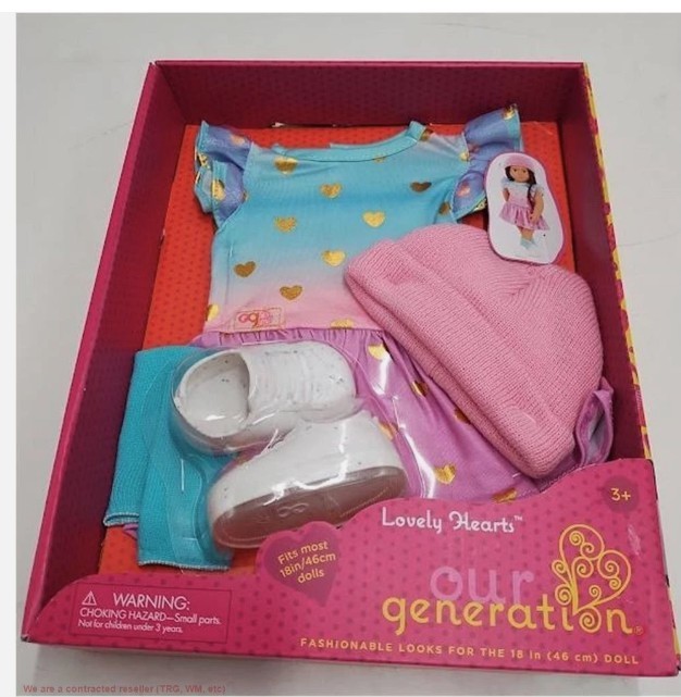 Our Generation Lovely Hearts Pink Hat & Gradient Dress Outfit for 18" Dolls
