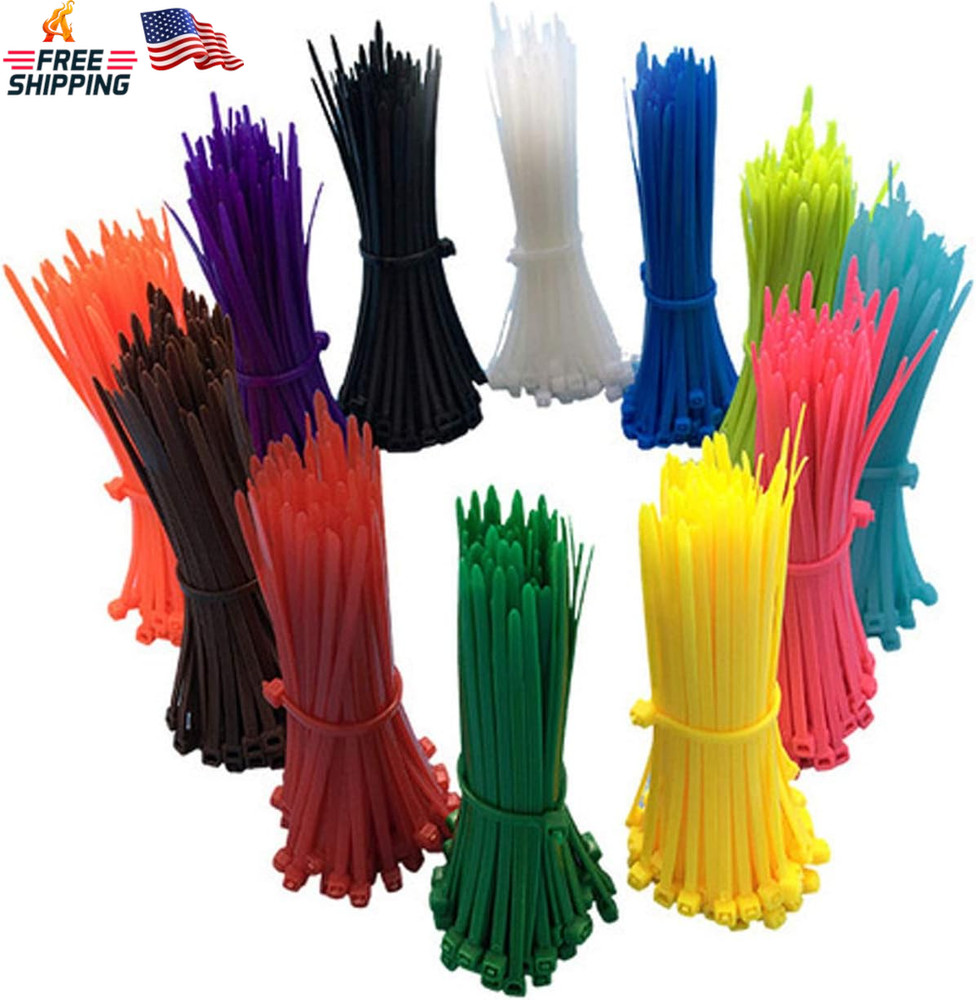 1200 Pieces Zip Ties, Multi-Purpose Assorted Colored Self-Locking Nylon Cable Zi