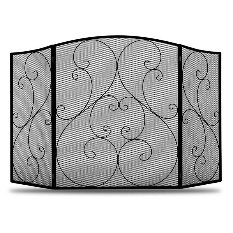 51" Fireplace Screen with Hinged Doors, 3 Panel Spark Guard Cover