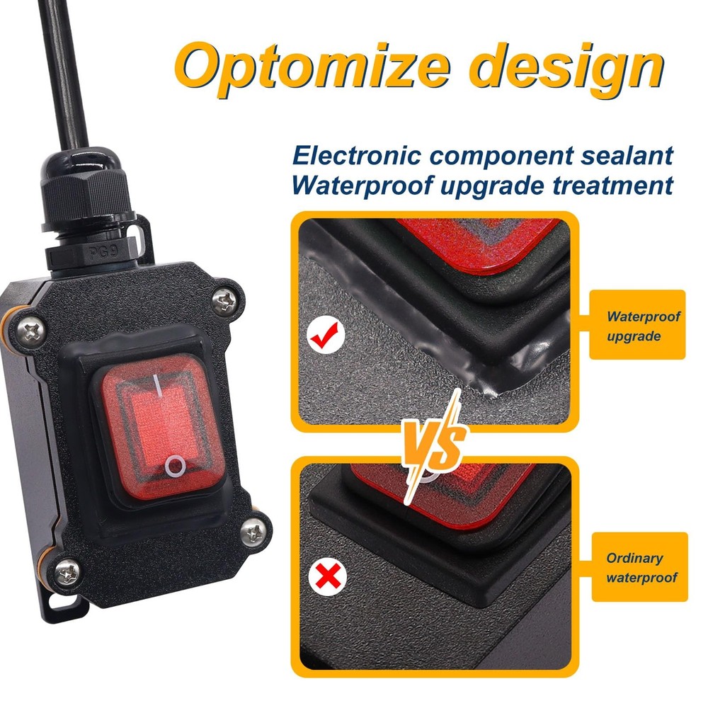Extension Cord with Switch On/Off,IP67 Waterproof Inline Cord Switch with 4FT...
