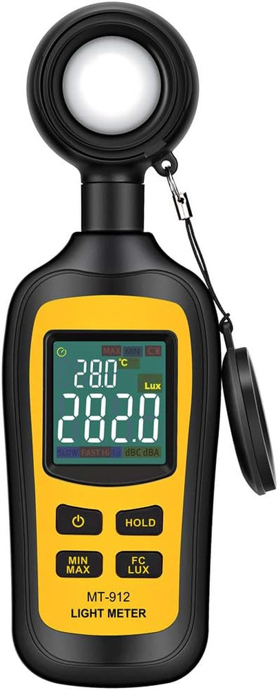 Light Meter Digital Illuminance Meter Handheld Ambient Temperature Measurer, Ran