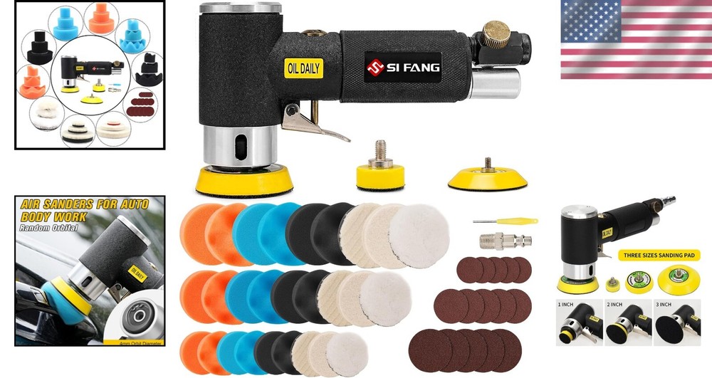 Pneumatic Mini Orbital Sander Set - 48 Pieces for Flawless Auto Body Work