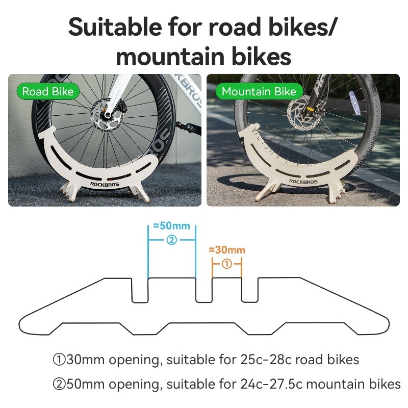ROCKBROS Wooden Bike Stand Easy Bicycle Storage Rack For Road Mountain Bikes