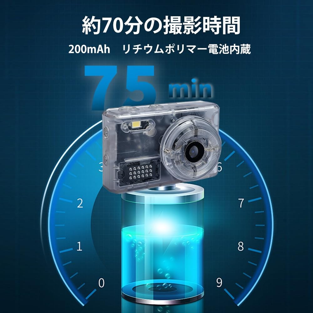 SAC CONNECT Mini Digital Camera 720p Compact Retro Lightweight Translucent White