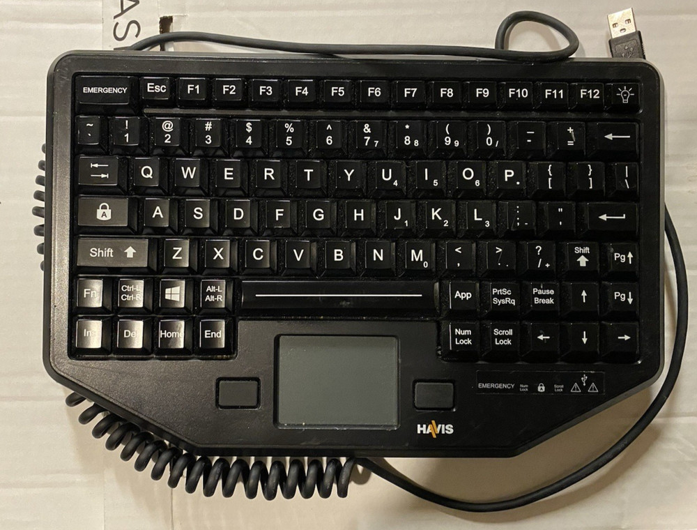 Havis KB-105 Rugged Backlit Keyboard with Integrated Touch Pad