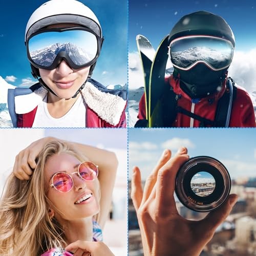 Ski Goggle Bag, Microfiber Snow Goggles Case Storage Sleeve Drawstring Red