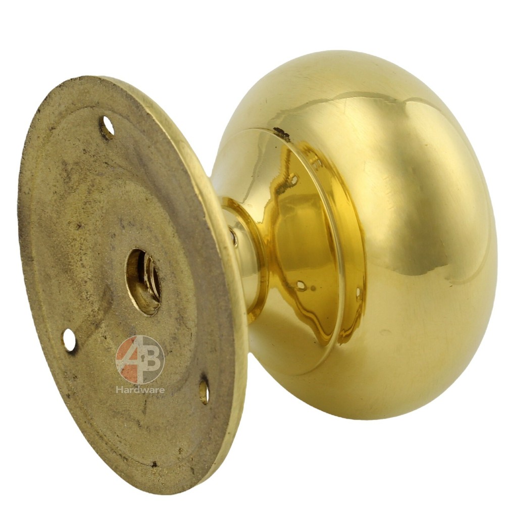 Solid Polished Unlaquered Brass Cottage Door Rim Knobs Handle Pair 40 50 55 65mm