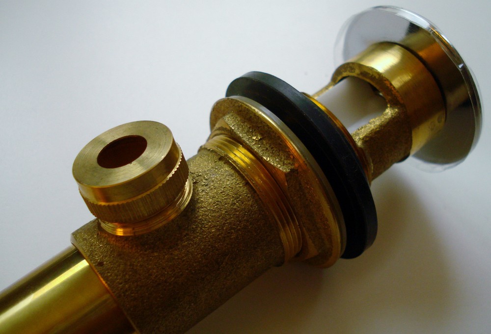 Bathroom Sink Overflow Pop Up Drain Assembly Silver Color Brass Assembly