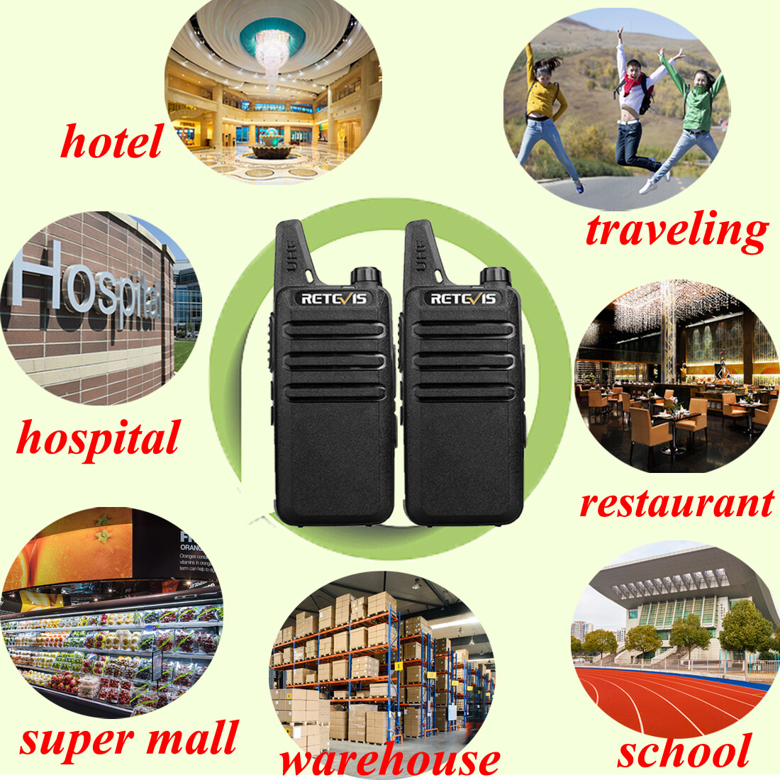 20*Retevis RT22 UHF Walkie Talkies 2 Way Radio 16CH for Hospital/School/Factory