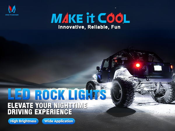 12 Pods Pure White LED Rock Lights, Waterproof Underglow Under Car Truck Lights