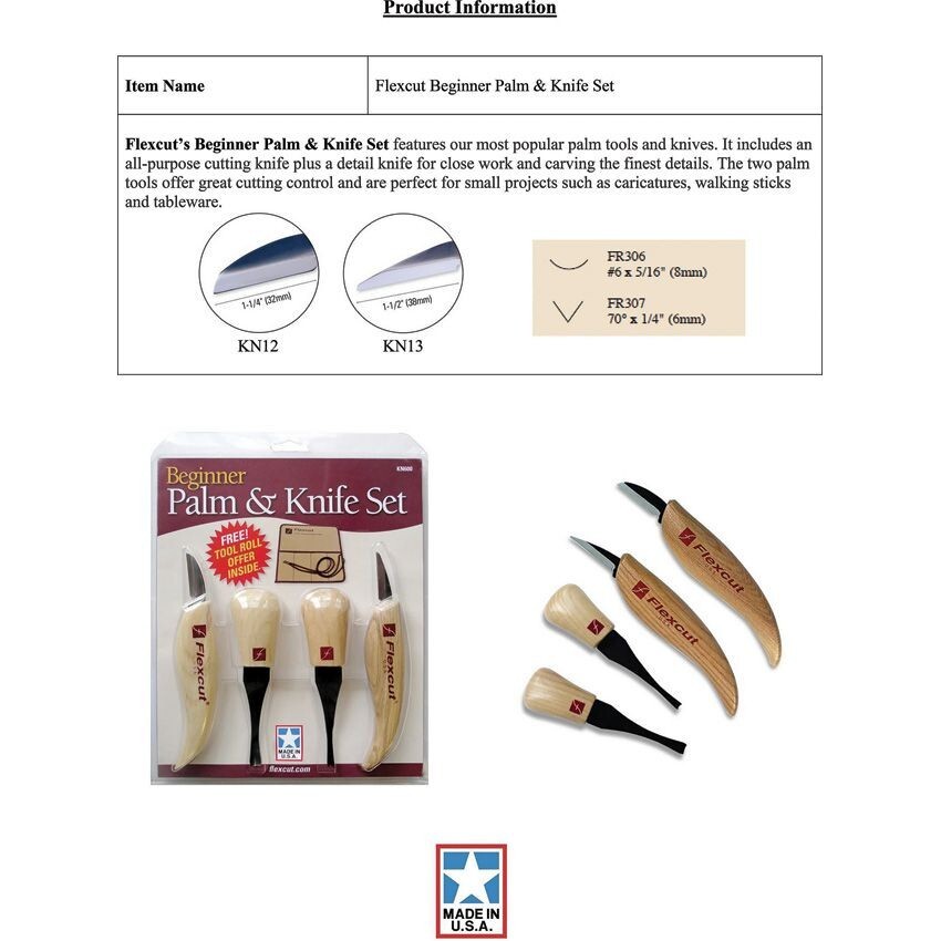 Flexcut Beginner Palm and Knife Set #FLEXKN600