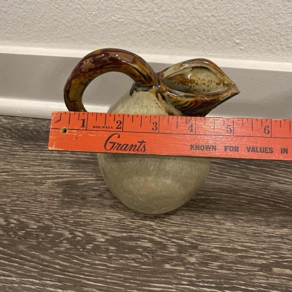 Pear Fruit Shaped Pitcher - Pottery Rustic - Brown Tan High Gloss 6.5” Tall