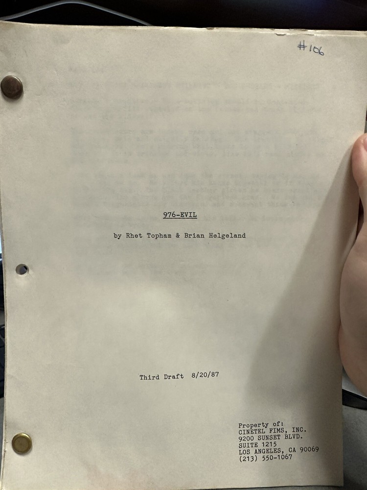976-EVIL Directed By Robert Englund Third Draft Script