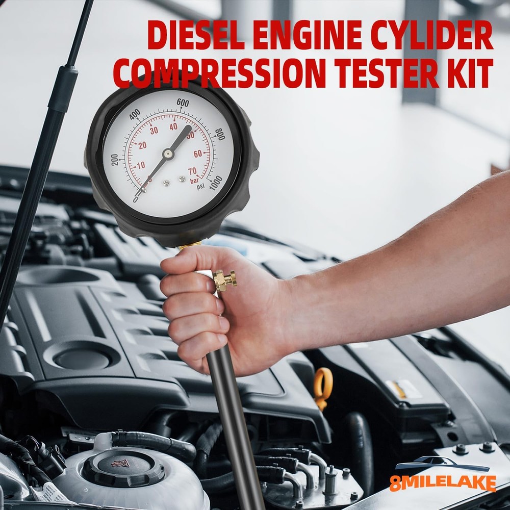 18 Pcs Diesel Engine Cylinder Compression Tester Pressure Test Tool Kit
