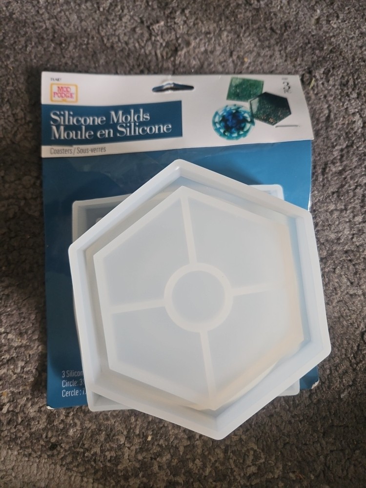 Mod Podge Silicone Mold For Coasters 3 Pack Circle Square Hexagon