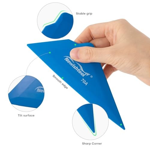 5-Pack Car Tint Tools Triangle Squeegee, 70A Hardness Blue Contour Corner