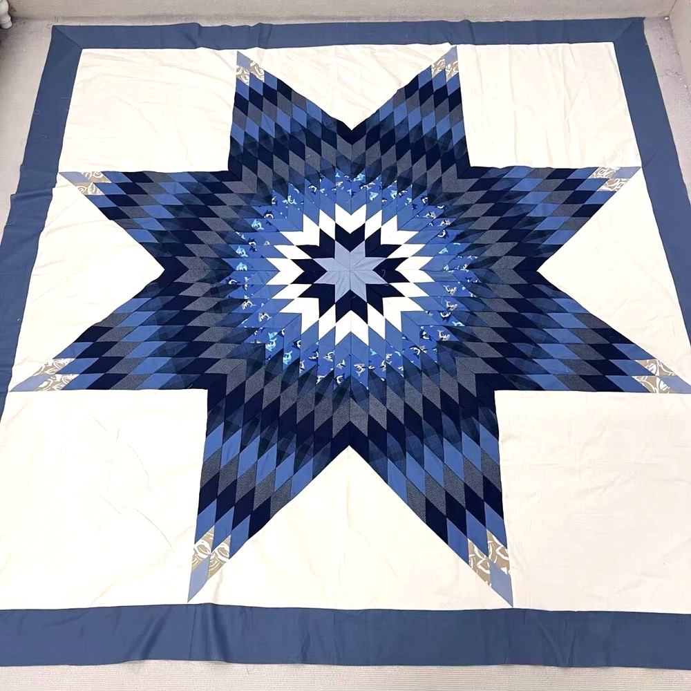 Texas Lone Star Handmade Machine Pieced Cotton Queen Patchwork quilt top/topper