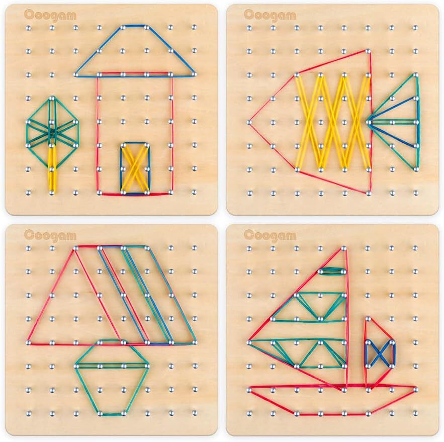 Wooden Geoboard Mathematical Manipulative Material Array Block–Pattern Card,Band