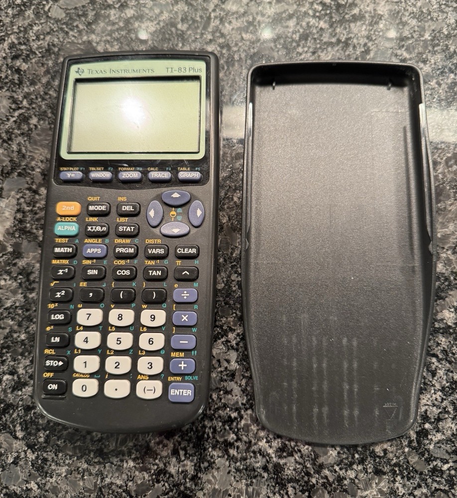 Texas Instruments TI-83 Plus Graphing Calculator Black Cover Tested Working