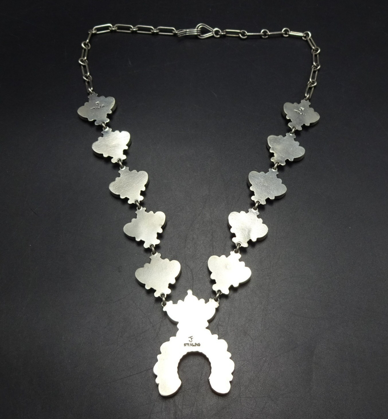 Diminutive FEDERICO JIMENEZ Sterling Silver TURQUOISE CLUSTER Squash Necklace