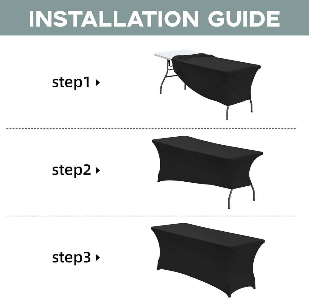 6FT Waterproof Stretch Spandex Table Cover for Rectangular Tables - Elastic Fitt