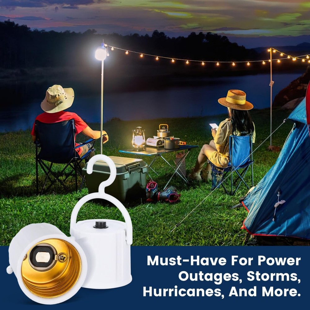 20 Pack E27 Emergency Bulb Socket Holder - 1500mAh Rechargeable with Heavy-Du...