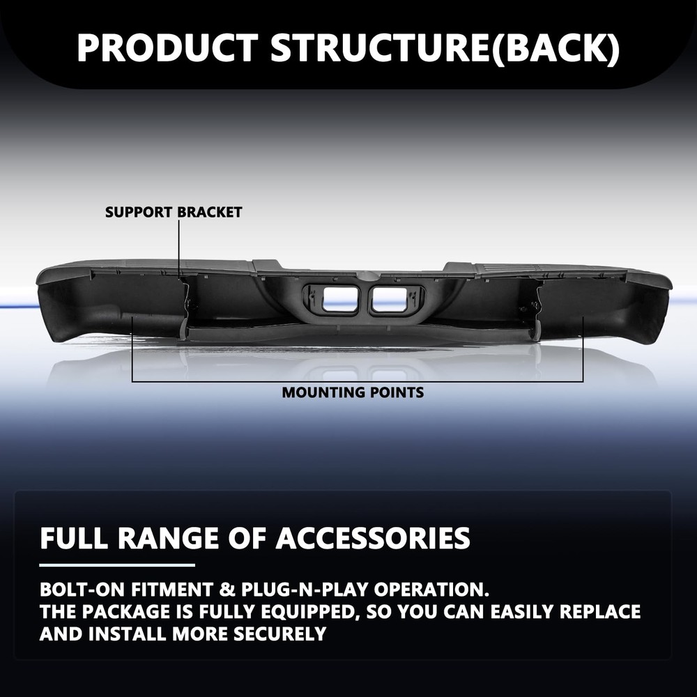 Rear Step Bumper Assembly 2000-2006 Tundra Step Pad Fleetside Black
