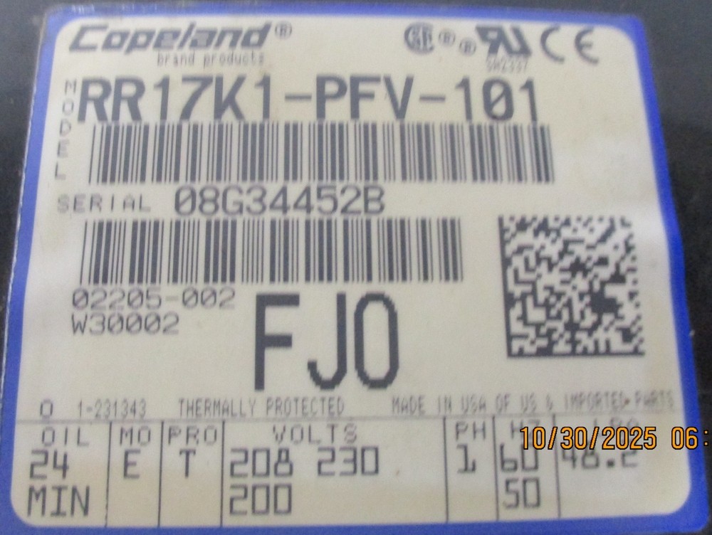 Copeland RR17K1-PFV-101 Compressor