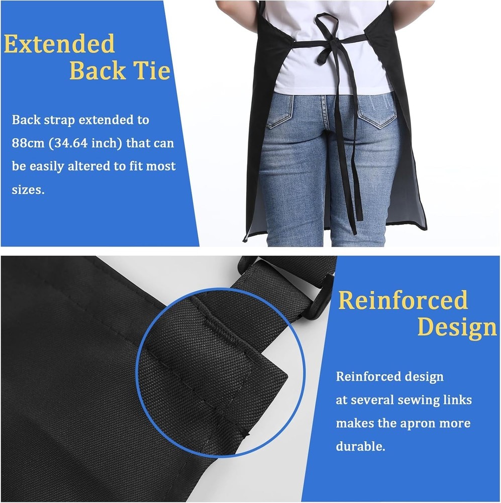 4 Pack Chef Apron, Adjustable Apron with 2 Pockets, Unisex Personalised Apron...