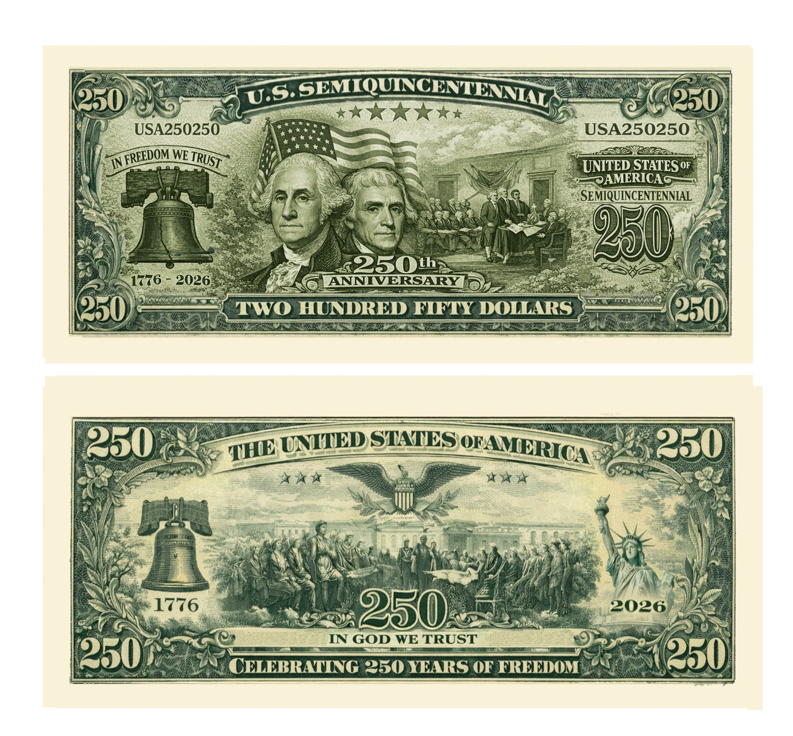 Pack of 1,000 Bills -U.S. Semiquincentennial 250th Anniversary Notes