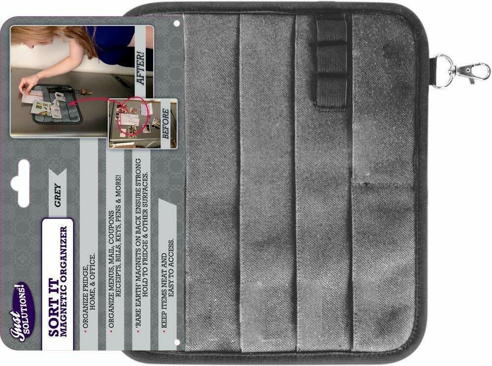 Magnetic Kitchen Fridge Organizer, Receipts Menus Notes Keys and More! - GREY