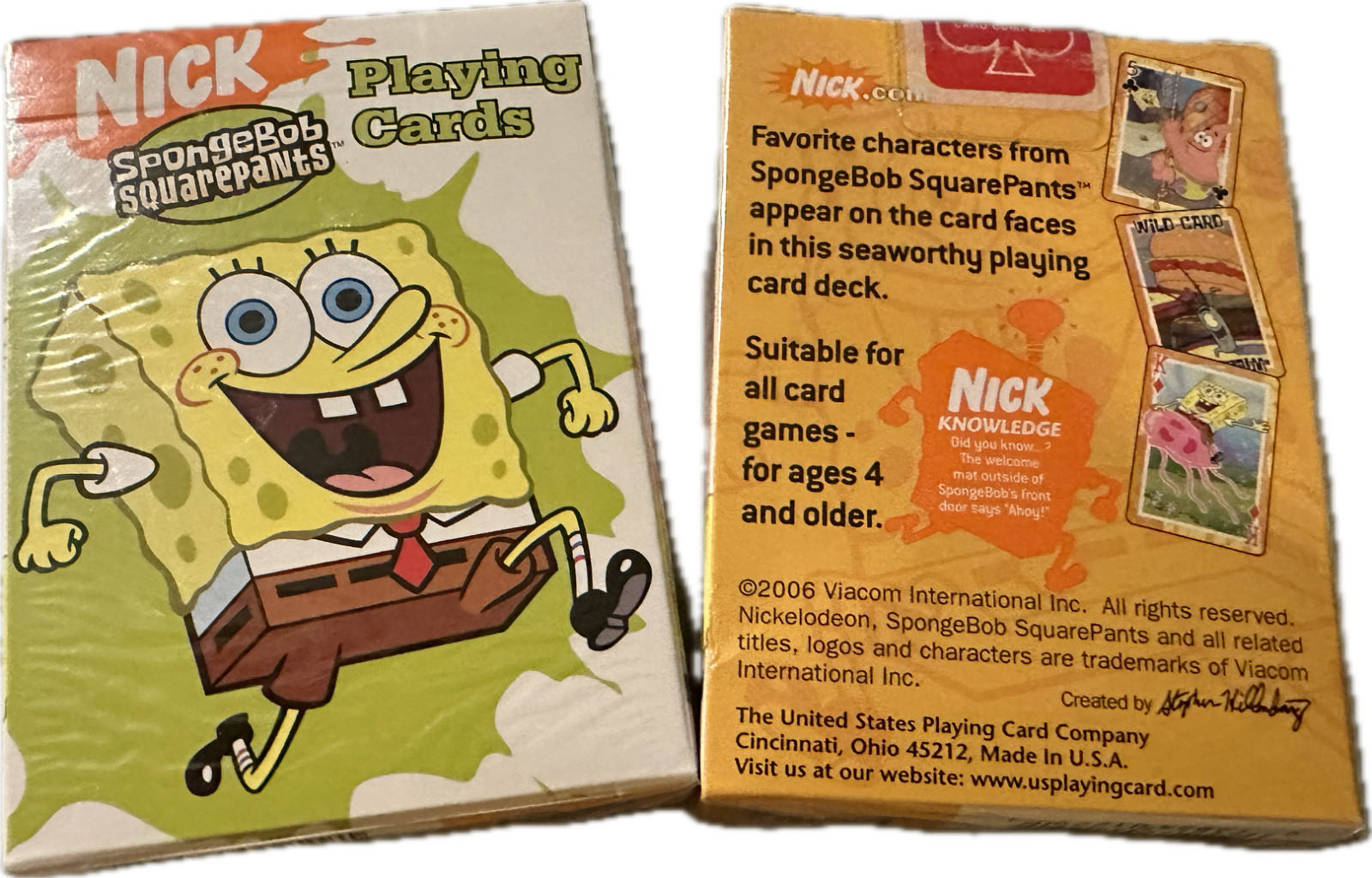 Bicycle Nickelodeon Playing Cards Deck Spongebob Squarepants Ohio Made 2006 Nick