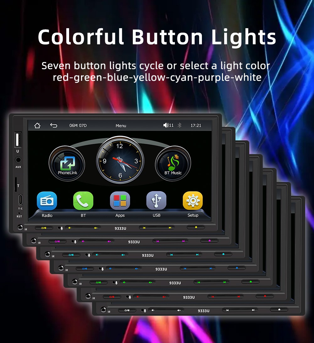 Double 7" 2Din Touch Screen Car Stereo Bluetooth Radio Apple/Android Carplay GPS