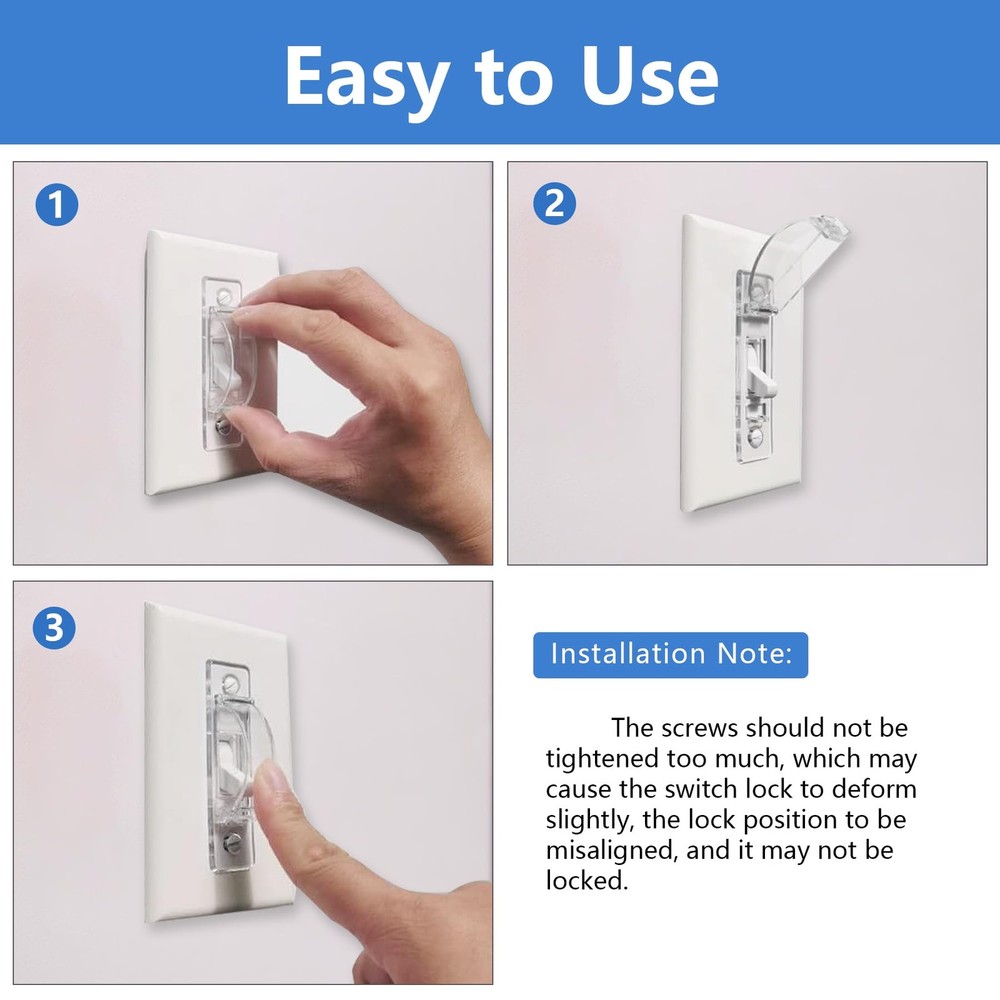 Childproof Light Switch Cover Guard - 2 Pack Clear Lock for Safety