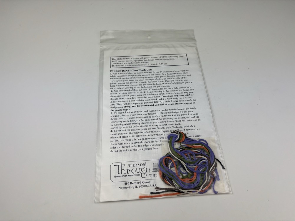 Threads Through Time Two Black Cats Needlepoint Pattern Kit 6S