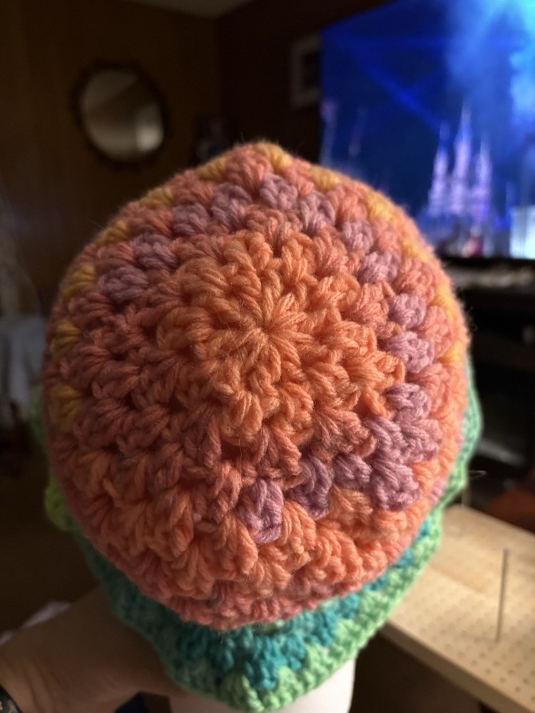 Handmade Crochet Bucket Hat Rainbow Multicolor