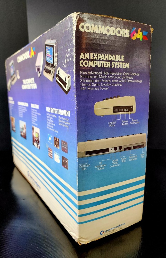 Vintage Commodore 64 Computer C64 In Original Box w/ Inserts & Cables, Powers Up